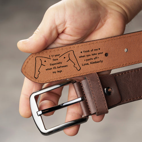 Personalized Leather Belt for Men, Funny Engraved Gift for Husband Boyfriend, Romantic Valentine Anniversary Gift for Him