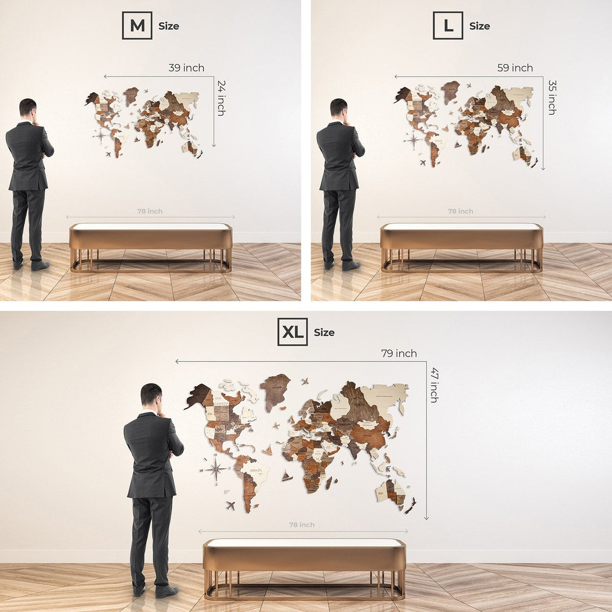 3D Wooden World Map Cappuccino – Awesometik