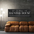 Haunted House Panoramic Personalized Canvas Sign