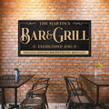 Bar and Grill Personalized Canvas Sign