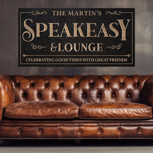 Speakeasy Lounge Personalized Canvas Sign