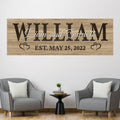 Family Name Wood Panoramic Personalized Canvas Sign