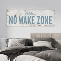 Rustic No Wake Zone Sign, Lake House Canvas Wall Art, Coastal Bedroom Decor