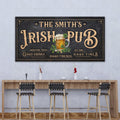 Custom Irish Pub Sign Canvas, Personalized Bar Wall Art, St Patricks Decor, Home Bar Sign, Beer Lover Gift