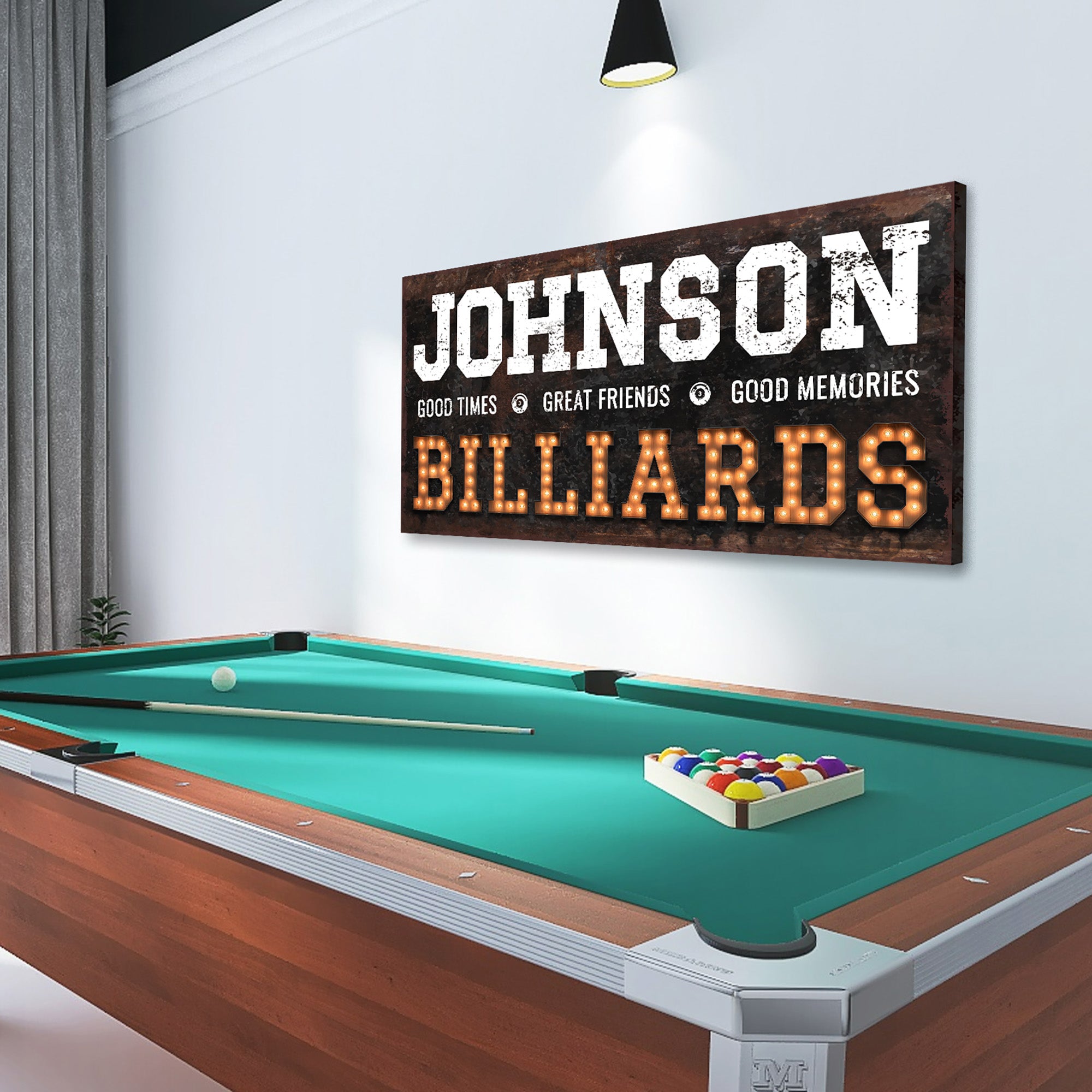 Billiards Night Sign Personalized Canvas Sign