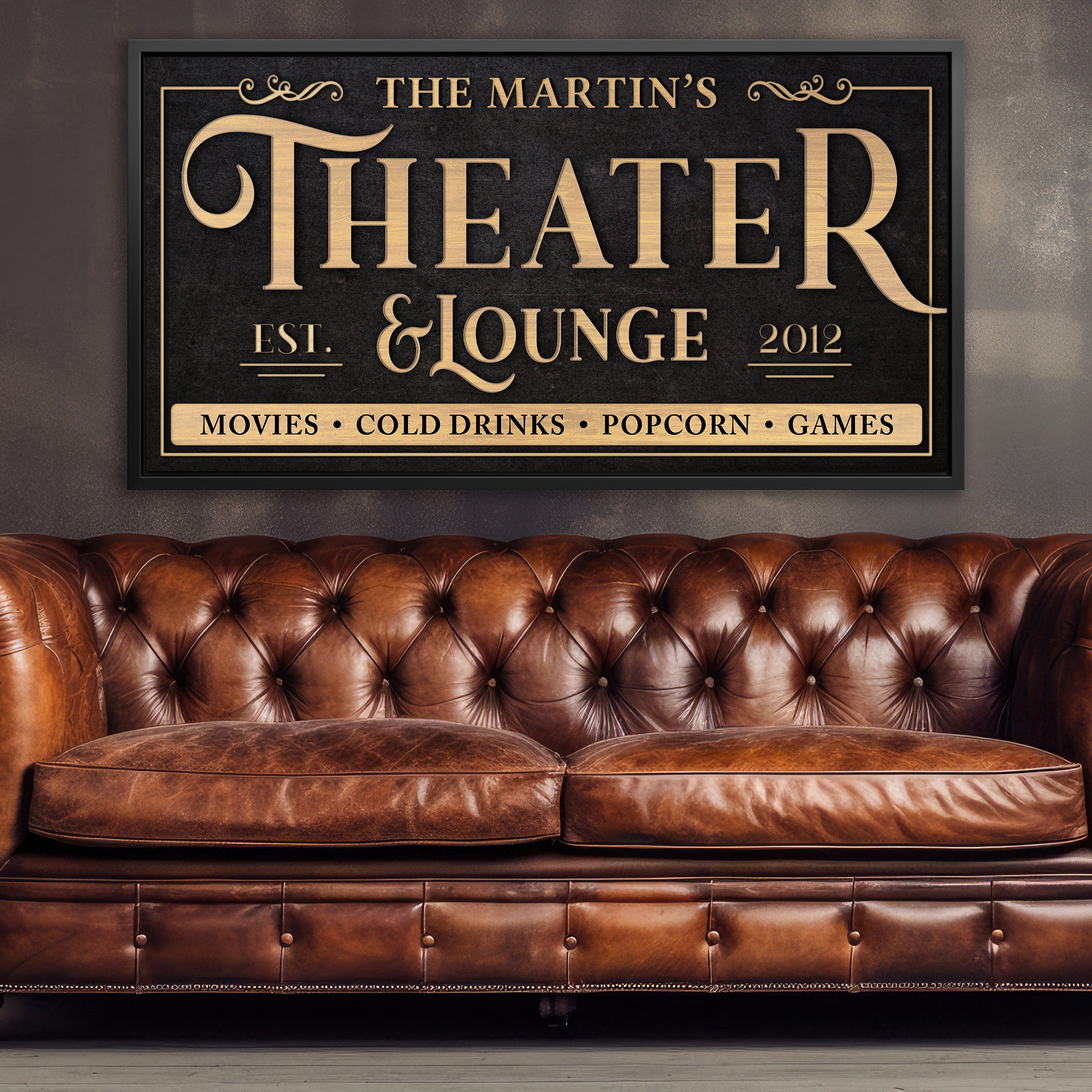Theater and Lounge Personalized Canvas Sign