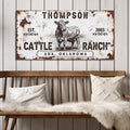 Personalized Cattle Ranch Sign Canvas, Custom Farmhouse Wall Art, Established Name Sign, Western Canvas Decor, Ranch Owner Gift