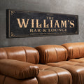 Personalized Bar & Lounge Canvas Sign Print, Custom Family Bar Wall Art, Man Cave Decor, Home Bar Sign, Rustic Bar Decor, Whiskey Lounge Gift