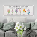 Personalized Birth Month Flowers Sign Canvas, Grandmas Flower Garden Sign, Mothers Day Gift
