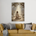 Jesus Praying Canvas Wall Art, Christian Prayer Wall Decor, Religious Canvas Print, Faith Inspired Christian Artwork, Bible Scene Wall Art