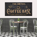 Personalized Coffee Bar Canvas Sign Print, Custom Family Coffee Bar Wall Art, Rustic Kitchen Decor