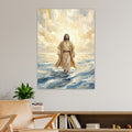 Jesus Walking on Water Canvas Wall Art, Christian Wall Decor, Religious Canvas Print, Faith Inspired Artwork