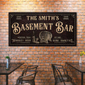 Personalized Basement Bar Canvas Sign, Custom Home Bar Wall Art, Man Cave Decor, Whiskey Bar Sign, Rustic Lounge Decor