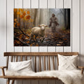 Jesus Shepherd Canvas Wall Art, Christian Wall Decor, Jesus and Lamb Canvas Print, Religious Wall Art