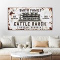 Personalized Cattle Ranch Sign, Custom Family Name Canvas, Farmhouse Ranch Wall Art, Western Cow Decor, Rancher Gift