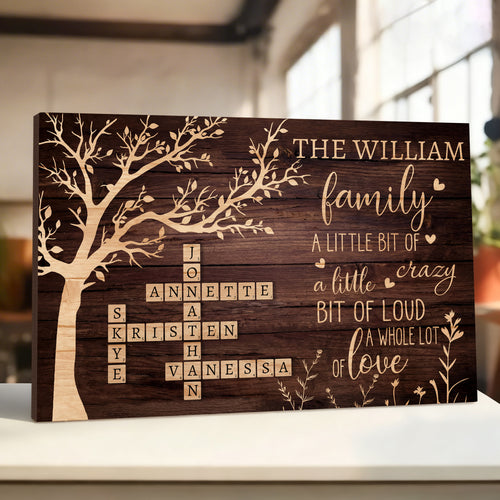 Personalized Family Crossword Canvas Wall Art, Family Crossword Wall Decor Customized