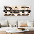 Personalized Dad Gift American Flag Canvas, Custom Name Sign for Father, Unique Patriotic Gift from Kids