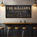 Custom Basement Bar Canvas, Family Name Bar Sign, Personalized Home Bar Decor, Man Cave Wall Art