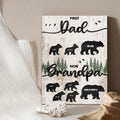 Personalized Dad Bear Sign Canvas Print With Kids Name, Custom First Dad Now Grandpa Sign