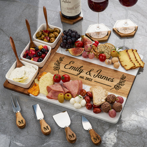 Personalized Marble & Wood Charcuterie Board