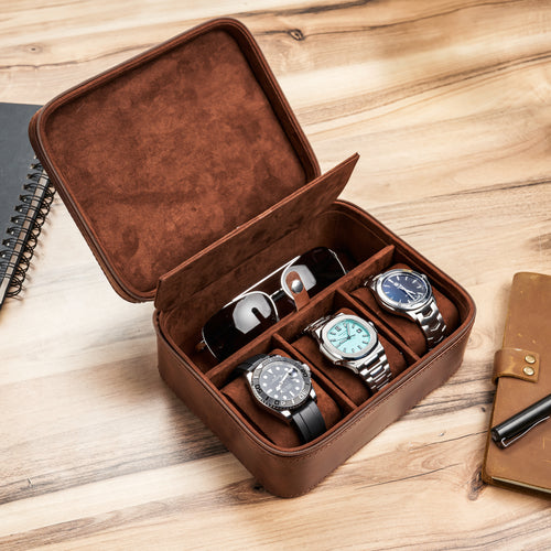 3 Slot Handmade Watch Case PU Leather – Stylish Storage & Organizer