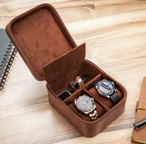 2 Slot Handmade Watch Case PU Leather – Stylish Storage & Organizer