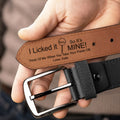 Personalized Naughty Leather Belt for Him, Funny Engraved Gift for Boyfriend - Gift Box Included