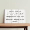 Personalized Wedding Bible Verse Canvas Wall Art, 1 Corinthians 13:7 Scripture Canvas Print