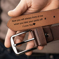 Engraved Leather Belt, Personalized Gift for Boyfriend, Dad or Husband - Gift Box Included
