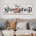 Personalized She Shed Canvas Sign, Floral Rustic Wall Decor