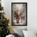 Woodland Santa Reindeer Canvas Sign