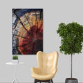Tree Ring Canvas Wall Art, Colorful Wood Slice Print