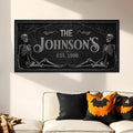 Personalized Skeleton Family Canvas – Gothic Halloween Name Sign