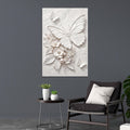 White Butterfly Floral Canvas Wall Art