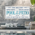 Personalized Life Is Better by the Pool Canvas Sign