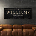 Personalized Game Room Sign, Custom Family Name Canvas