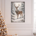 Winter Deer Christmas Canvas Wall Art