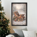 Vintage Christmas Sleigh Lantern Canvas Sign