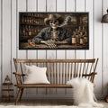 Skeleton Cowboy Bar Canvas Sign