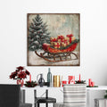 Vintage Christmas Sleigh Canvas Wall Art
