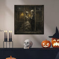 Vintage Skeleton Halloween Canvas Sign
