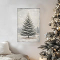 Vintage Pine Tree Christmas Canvas Wall Art