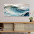 Beige Ocean Wave Canvas Print, Minimalist Coastal Wall Art