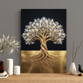 Minimalist Tree of Life Canvas Print, Gold Nature Wall Art