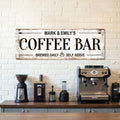 Personalized Panoramic Coffee Bar Sign Canvas Wall Decor with Custom Family Name