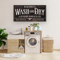 Personalized Rustic Laundry Sign Wash Dry, Custom Canvas Print Wall Art for Family Laundry Room