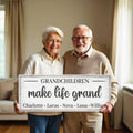 Personalized Grandchildren make life grand Canvas Sign