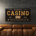 TODAY IS YOUR LUCKY DAY CASINO Night Sign Personalized Canvas Wall Decor with Custom Family Name