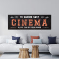 PLEASE TURN OFF YOUR PHONES CINEMA Night Sign Personalized Canvas Wall Decor with Custom Family Name