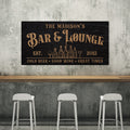 Personalized Bar & Lounge Canvas – Custom Home Bar Sign – Rustic Bar Wall Art – Man Cave Decor
